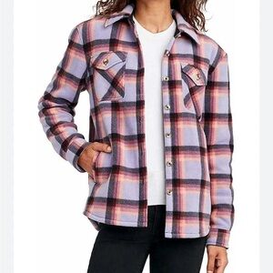 Sage Collective purple flannel button down Sherpa lined jacket